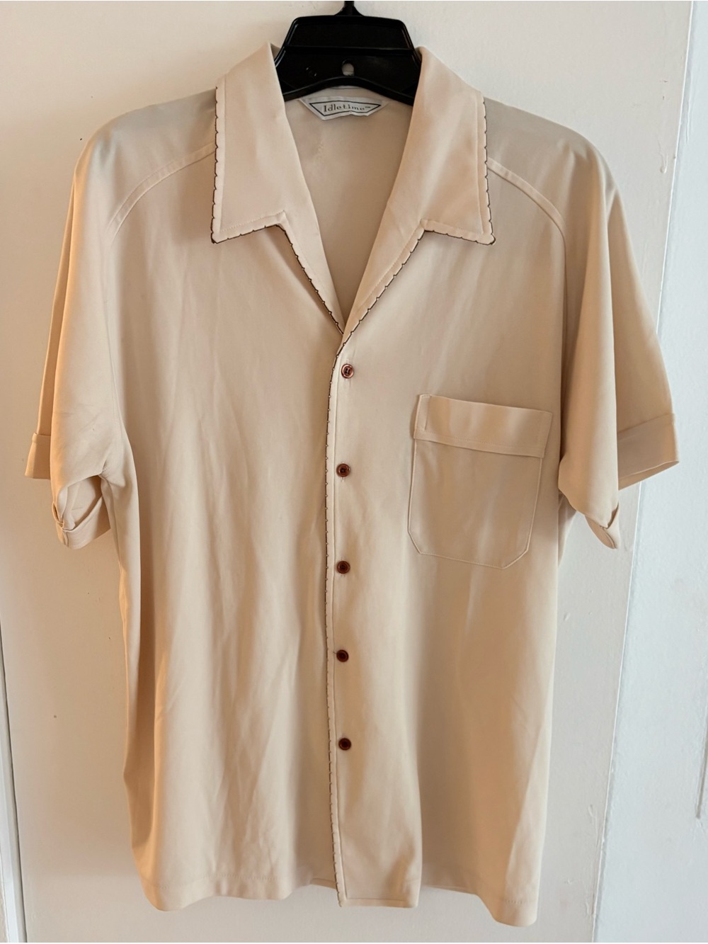 Vintage Idletime Mens 70s 1/4 Button Short Sleeve Polo Shirt